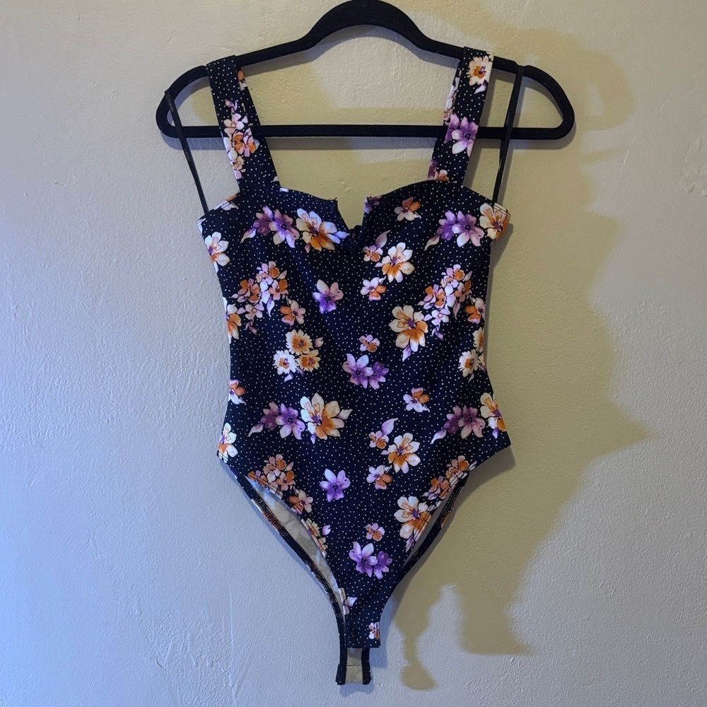 Forever 21 Black Floral Swimsuit